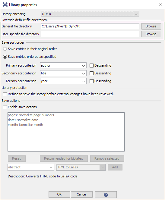 Override default file directories